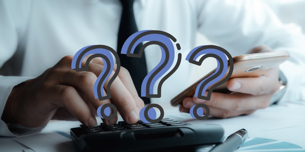 Business person researching access control installation options with question marks representing decision-making process for choosing the right system.